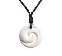 81stgeneration Hueso Tallado a Mano Maorí Doble Koru Espiral Tribal Collar Colgante de Hombre Mujer