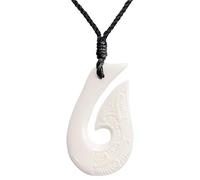 81stgeneration Hueso Tallado a Mano Maorí Hei Matau Gancho Amuleto Collar Colgante de Hombre Mujer