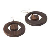 81stgeneration Pendientes de Disco de Madera Redondos Hechos a Mano con Ganchos de Plata de Ley 925 | Aros Grandes de Círculo Marrón | Pendientes Colgantes de Discos de Madera, Estilo Años 60