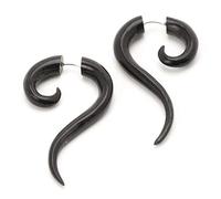 81stgeneration Pendientes Dilatadores Expansores Falsos de Cuerno Negros Tribales Espirales Largos