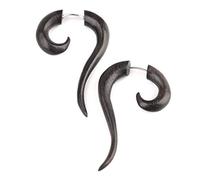 81stgeneration Pendientes Dilatadores Falsos Largos de Madera con Espiral para Mujer | Camillas de Oreja Falsas| Pendientes Tribales en Forma de Garra Curva para Hombre | Joyería Surfista, Emo y Punk