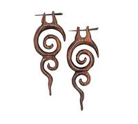 81stgeneration Pendientes Largos de Madera Marrón en Espiral con Varillas | Pendientes Bohemios Tribales Hechos a Mano para Mujer y Hombre | Joyería Bohemia Natural para Playa | Accesorio Gótico