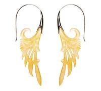 81stgeneration Pendientes Largos de Nácar Tallado con Alas de Pájaro y Plumas, con Ganchos de Plata de Ley 925 | Pendientes Extragrandes con Alas de Ángel | Joyería Tribal Única para Mujer