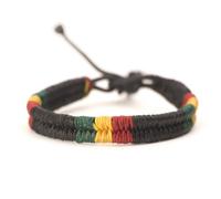 81stgeneration Pulsera de Cordón de Algodón Encerado Rasta 17-28cm | Pulseras Trenzadas de Bob Marley | Pulsera Negra con Cordón Ajustable de Reggae | Pulseras para Hombre y Mujer