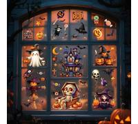 82 adhesivos para ventana de Halloween, 10 hojas de decoraciones de Halloween, bonitos patrones de árbol de bruja, zombi, fantasma, calcomanías de PVC para ventana para dulces o trucos, suministros de
