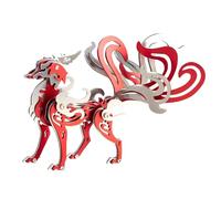 82 piezas de zorro rojo de nueve colas, modelo de montaje de metal 3D, rompecabezas de cobre y aluminio de acero inoxidable, criatura mítica, adorno creativo de escritorio regalo para aficionados