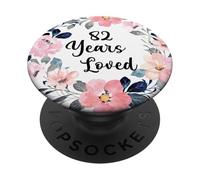 82 Years Loved 82th Birthday Floral 82 Year Old Men Women PopSockets PopGrip Adhesivo