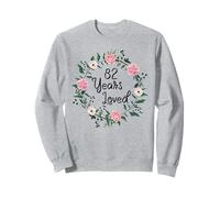 82 Years Loved Men Women Floral 82 Years Old 82th Birthday Sudadera