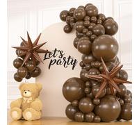 83 globos de color marrón oscuro con 2 globos de estrella de aluminio, 18, 12, 10, 5 pulgadas, kit de arco de guirnalda de globos de látex marrón café para decoración de fiesta de cumpleaños BOHO