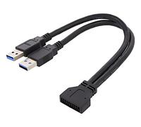 83910 Cable USB 3.0 19pin,USB A Plug x2 0.25m Negro 5Gbps DELOCK