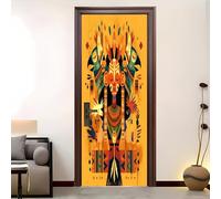 83x204 cm Murales puerta de Pegatinas Figuras de estilo tribal africano Creativos papel Autoadhesivo Adhesivo Fotográfico Pegatina Amarillo Extraíble Impermeable Vinilos Decoración Arte Para Puertas