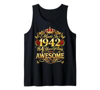 84 Year Old Made in 1942 Retro Floral 84th Birthday Women Camiseta sin Mangas