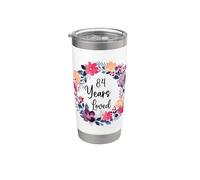 84 Years Loved Floral 84th Birthday Men Women Anniversary Vaso térmico de acero inoxidable de doble pared