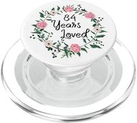84 Years Loved Men Women Floral 84 Years Old 84th Birthday PopSockets PopGrip para MagSafe