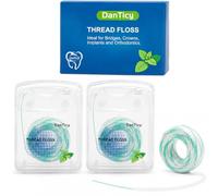 840D - Enhebradores de hilo dental esponjoso, limpieza profunda para aparatos ortopédicos, puentes e implantes, súper hilo dental precortado, 100 unidades, ultra menta, paquete de 2