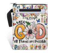 84hoods Funda para libro con cremallera y bolsillo frontal. Bolsa para libro de la Biblia. Regalo religioso de fe cristiana. Regalo para los amantes de los libros. Tela lavable de 11 x 8.5 pulgadas.