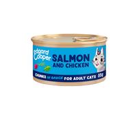 Edgard & Cooper Adult Trocitos de Salmón y Pollo de Corral en Salsa Lata Gatos 85 gr