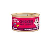 85 g Edgard & Cooper Senior Trocitos de Pollo y Pavo en Salsa lata para gatos