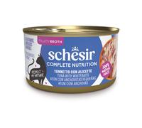 Schesir Adult Filetes de Atún con Anchoas en Caldo Lata para Gatos 85 gr