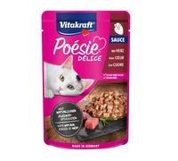 Vitakraft Poésie Délice, comida húmeda para gatos, comida húmeda en salsa, con corazón, sin azúcar añadido ni cereales (1x 85g)