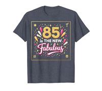 85 is The New Fabulous Regalo de Cumpleaños con Estampado de celebración Camiseta, Hombre, Azul Jaspeado, L