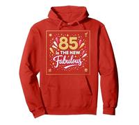 85 is The New Fabulous Regalo de Cumpleaños con Estampado de celebración Sudadera con Capucha, Unisex para Adultos, Rojo, L