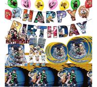 85 Piezas Decoración Cumpleaños Demon para Niños - Juego de con Vajilla,Demon Partygeschirr Set,Geburtstag Deko,Luftballon,Servilletas,Tischdecke,Pappteller,Party Dekora,Kindergeburtstag Partygeschirr