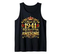 85 Year Old Made in 1941 Retro Floral 85th Birthday Women Camiseta sin Mangas