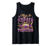85 Year Old Made in 1941 Retro Floral 85th Birthday Women Camiseta sin Mangas