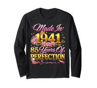 85 Year Old Made in 1941 Retro Floral 85th Birthday Women Manga Larga