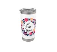 85 Years Loved Floral 85th Birthday Men Women Anniversary Vaso térmico de acero inoxidable de doble pared