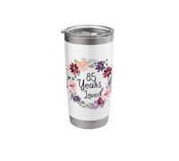 85 Years Loved Floral 85th Birthday Women 85 Years Loved Vaso térmico de acero inoxidable de doble pared