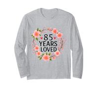 85 Years Loved Floral 85th Birthday Women 85 Years Old Manga Larga