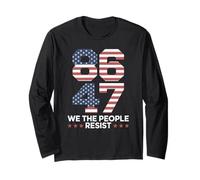8647 Resist Anti Trump Vintage 86 47 Bandera de Estados Unidos Impeach 47 Manga Larga