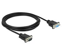 86603 Cable D-Sub 9pin Hembra,D-Sub 9pin Macho PVC L: 3 metros Negro DELOCK