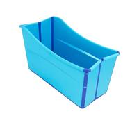 87 x 46 x 57 cm Bañera plegable móvil, color azul, gran familia, adultos y niños, bañera de spa, bañera de viaje, bañera plegable con manguera de desagüe para ducha, sauna