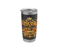 87 Year Old Made in 1939 Retro Floral 87th Birthday Women Vaso térmico de acero inoxidable de doble pared