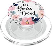 87 Years Loved 87th Birthday Floral 87 Year Old Men Women PopSockets PopGrip para MagSafe