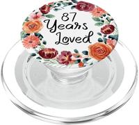 87 Years Loved 87th Birthday Floral Wreath Loved for Women PopSockets PopGrip para MagSafe