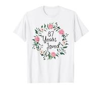 87 Years Loved Men Women Floral 87 Years Old 87th Birthday Camiseta