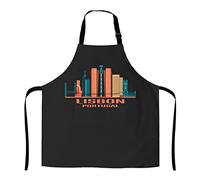 874 Cocina Delantal, Portugal Lisboa Delantal con Peto Poliester Chef Delantal Estampado Delantal De Barbacoa para Hornear Jardinería Mujere