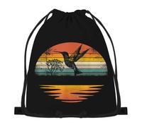 874 Mochila De Cuerda, Colibrí Retro Deporte Bolso De Gimnasia Unisex Saco De Gimnasia Manera Morral para Viaje Nadar 36X42Cm