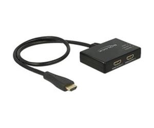 87700 divisor de video HDMI 2x HDMI, Splitter HDMI negro, HDMI, 2x HDMI, Negro, 0,6 m, 3840 x 2160