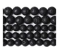 88 cuentas sueltas de piedra natural de lava volcánica negra de 4 mm para hacer joyas y pulseras