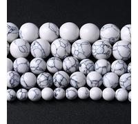 88 cuentas sueltas espaciadoras de turquesa blanca de 4 mm para hacer joyas, pulseras, collares, 1 hebra de 15 pulgadas