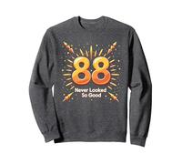 88 Never Looked So Good Celebración de Regalo de cumpleaños Sudadera, Unisex para Adultos, Jaspeado Oscuro, XXL