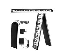 88 Piano con teclado portátil de tamaño completo Piano digital plegable semipesado Altavoces duales incorporados, Bluetooth 5.0, MIDI, pedal de sostenido, bolsa de transporte, piano recargable for pri