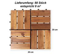 88 Piezas 30x30 CM Akazienfliesen = 8M ² Terraza Acacias Madera Klickfliesen