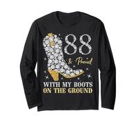 88 & Proud with My Boots On The Ground 88 Años Cumpleaños Manga Larga