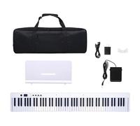 88 Teclas Instrumento De Teclado De Órgano Electrónico Plegable 128 Tonos Con Accesorios De Bolsa Piano Electrónico Portatil (Color : White)